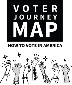 Hands holding Voter Journey Map Logo